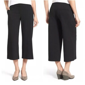Eileen Fisher Milano Wide Leg Crop Pants Black Business Casual Women’s Small